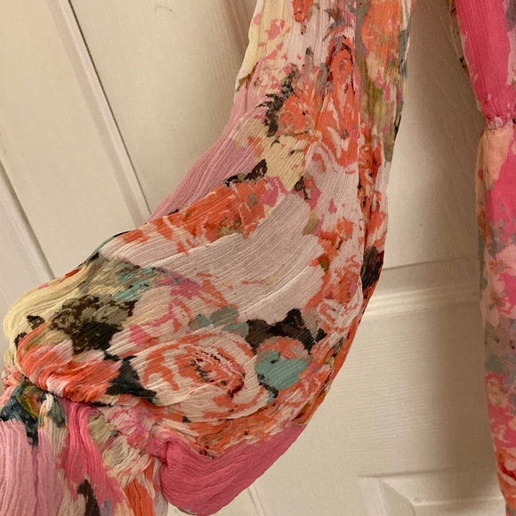 HEMANT & NANDITA Pink Floral Sheer Long-Sleeve Romper - Picture 7 of 16